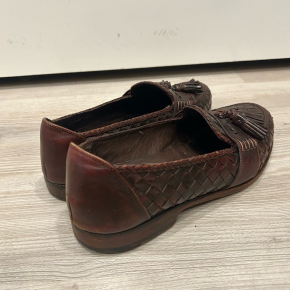 Bragano Brown Woven Leather Loafers 8.5 Italian Made in Italy - Picture 6 of 12